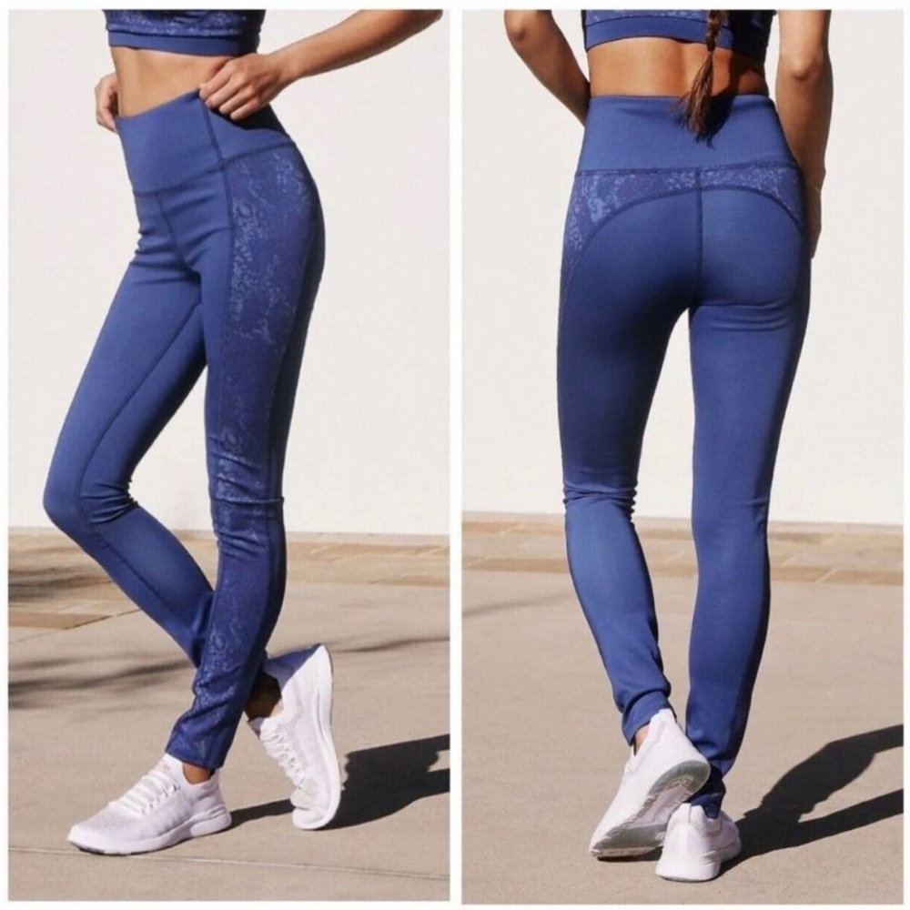 Anthropologie Daily Practice Blue Patterned Leggings